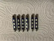 (6) COOL BLUE 43MM-6.3V-LED FESTOON LAMP/ MR73-MR71-MR67- McIntosh DIAL Bulbs