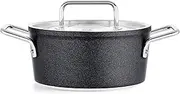 [Fissler] 156-114-18-000 Double Handed Pot, 7.1 inches (18 cm), Stew Pot with Stainless Steel Lid, Gas Fire/Induction Compatible, Non-Stick Coating, Made in Germany, Black