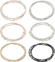 BENECREAT 18Pcs 6 Colors Guitar String Bracelet, 2.3 Inch Titanium Steel Beaded Bracelets Spring Stackable Bracelets for Guitar Fans DIY Jewellery Making, 2mm Thick, 2.3 Inch, Stainless Steel, no