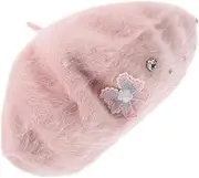 [TEMPNAP] Bow Beret Fishermans Cap Hats Bonnet Beret for Beret Hat for Girl Cute Plush Beret Beret Cozy Fall Beret Berets for Women Softet Hat Beret Cap Pink Faux Wool