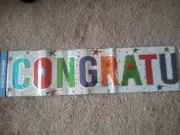 Multicolour Holographic Congratulations Banner Decoration Party - 8+ Feet Long