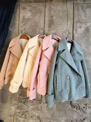 韓國連線 | 正韓 泰迪絨A字版毛料大衣外套 F |