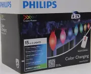 Philips LED 15 ct Color Changing Smooth C Bulbs Lights w/ Remote Control NIB