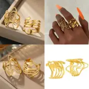 Irregular Lava Shape Opening Rings Stainless Steel Texture Present for Men Woman