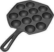 Meatballs Frying Pan Takoyaki Cooking Pan 12 Grid Takoyaki Maker Skillet - Cast Iron Non Stick Cooking Tray