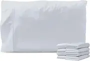 Standard Pillow Cases 2 Pair Set - 4 Pack White Pillow Cases Queen Size with Envelope Closure - Soft Microfiber Material for Comfortable Sleep, Sublimation and Air BnB Essentials
