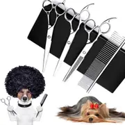 7" Professional Pet Dog Grooming Scissors Shear Hair Cutting Set Curved Tool Kit