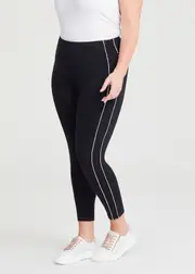 [Taking Shape] Taking Shape Active Cloud Touch Trim Legging Size 20 in Black, Cotton - Plus Size Women's Bottoms Black