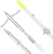 AMEYXGS 3/6pcs Archery Fiberglass Bowfishing Arrow Bow Fishing Arrows with Broadheads and Safty Slides for Compound and Bow Recurve Bow Fishing Huntings