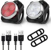 Bike Lights Front and Back, USB Rechargeable LED Bike Light, Waterproof Bicycle Lights with 4 Modes, Easy Mount for Road and Mountain Bike Lights for Adults and Kids
