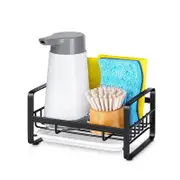 Catzon Kitchen Sink Sponge Draining Rack 304 Stainless Steel Storage Holder-Black