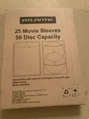 Atlantic 25 CD Storage DVD Blu Ray Media Living Clear Movie Sleeves Plastic