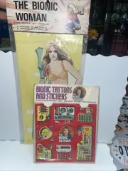 The Bionic Woman Stickers and Temporary Tattoo Pack (1976) and Paper Doll (1978)