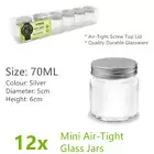 12x Air Tight Mini 70ML Glass Jars with Lids Small Food Bottle Jam Spice Storage