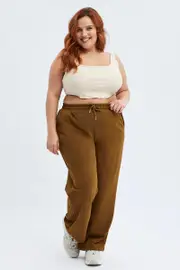 Brown Wide Leg Jogger Pants 18