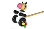 Kaper Kidz Wooden Push Along Cow Toy | Classic Push Toy for Kids