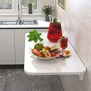 Wall Mounted Drop Leaf Folding Study Writing Desk Computer Desk for Kitchen Dining Table Bar Tables Laundry Workbench with Accessories White (90x30cm/35x12in)