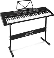 [Alpha] 61 Keys Electronic Piano Keyboard with Music Stand, Black