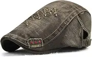 [LAIFEKE] Men's Washed Cotton Flat Cap Ivy Gatsby Newsboy Hat Cabbie Driving Cap