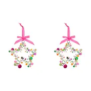 2x LVD Beaded Star Fairytale Decorative Hanging Sculpture Ornament Home Decor