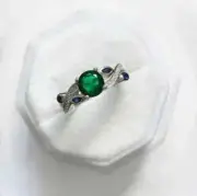 Lab Created Emerald Pretty Women's Ring 2.33Ct Round Cut 14K White Gold Plated