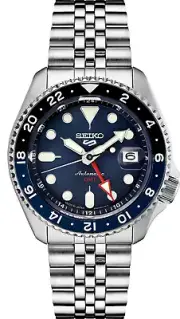 New Seiko 5 Sports SKX Sports GMT Series Steel Bracelet Men's Watch SSK003