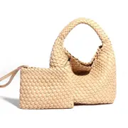 Apricot Hand Woven 2-in-1 Shoulder Bag