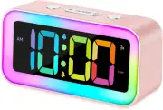 Cadmos Cute Pink Loud Alarm Clock with RGB Night Light - Perfect