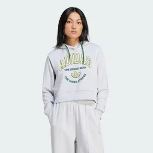 【adidas 愛迪達】上衣 女款 長袖上衣 帽T 運動 三葉草 VRCT HOODIE 灰 IT9846