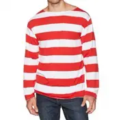 Where's Waldo Long Sleeve Pullover Costume SHIRT ONLY Adult Small/Medium NEW