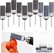 Glarks 10Pcs Sanding Drums Sander Sleeves Bands Sandpaper Bar Stick Abrasive Grinding Mounted Points Cylinder Polishing Bits for Rotatory Tool 180/240/320/400/600/800/1000/1200/1500/2000 Grit
