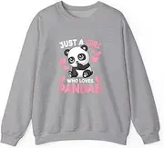 [X.Style] Just A Girl Who Loves Pandas Cute Panda Girls Kids Toddlers ds025 Sweater Grey S