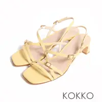 在飛比找momo購物網優惠-【KOKKO 集團】多條式交叉細帶高跟涼鞋(黃色)