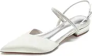 [Minishion] Ladies Heel Flats for Wedding Slingback Evening Formal Party Shoes with Rhinestones BR165