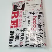 52 x 70 Inch Red,Black White Inspirational Vinyl Tablecloth with Flannel Backin