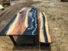 Ocean Wave Epoxy Resin Dining Table Kitchen Slab Console Bar Desk Housewarming