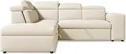 Valencia Fabric 3+2 Sectional Sofa Bed with Storage Ottoman & 2 Stools, Lounge Couch for Living Room, Finn (Beige)