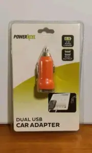 PowerXcel Dual 2.1A USB Car Adapter Orange