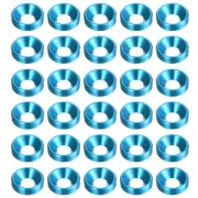 30pcs Countersunk Washer M4 Anodized Aluminum Alloy Finishing Washers, Sky Blue