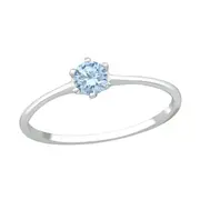 Silver Solitaire Blue Stone Engagement Ring