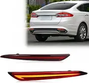 Red Lens LED Rear Reflector Bumper Turn Signal Brake Lamp Fog Light Assembly Compatible With Ford Fusion 2013-2020 Modeo Tail Light (Red)