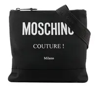 在飛比找momo購物網優惠-【MOSCHINO】Logo 尼龍薄款斜背包(黑色)