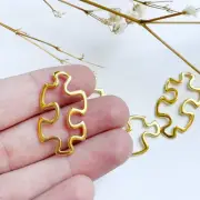 10 pcs Alloy Puzzle Open Back Bezel Pendant Charms Earring Making Clay Makers