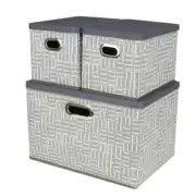 Foldable Storage Bins with Lids, Stackable Collapsible Storage Containers, 3 Pc