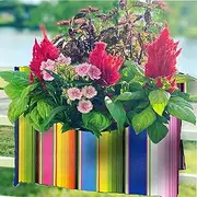 Alux Oilcloth Railing Planter - Rail Planters for Outdoor Plants - Colorful Hanging Pocket Planters - Easy to Clean, Collapsible, Balcony, Deck, Porch, Patio Rail Flower Planter (Serape)
