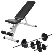 Adjustable Weight Bench With Barbell And Dumbbell Set Home Gym Fitness Workout