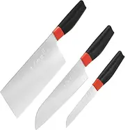 SHI BA ZI ZUO 3PCS Kitchen Knife Set,Professional Santoku Knife Utility Knife Fruit Knife Meat Cleaver Knife,with Ergonomic Design Handle