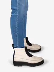 Ecru Leather Platform Boots