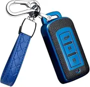 HIBEYO TPU Car Key Fob Cover with Keychain fits for Mitsubishi
