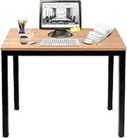Need Small Computer Desk for Home&Office- 80cm Length Small Writing Desk Gaming Desk Students Laptop Use Teak Color Desktop & Black Frame AC3BB(8060)